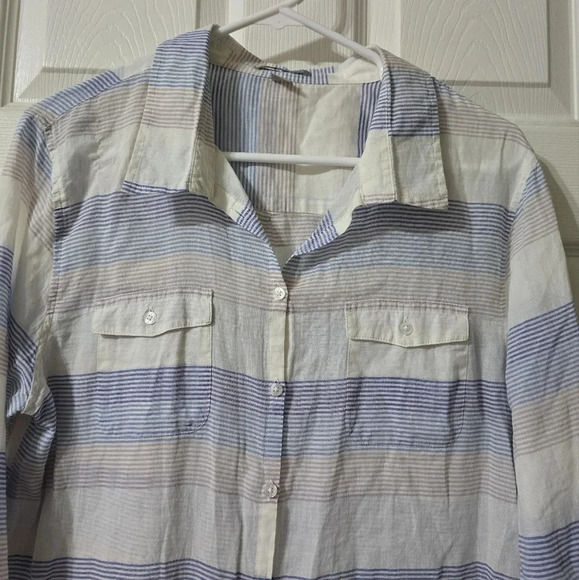 Horny Toad Airbrush Long Sleeve Shirt in Blue Pinstripe, Lightweight, EUC! - Picture 5 of 12